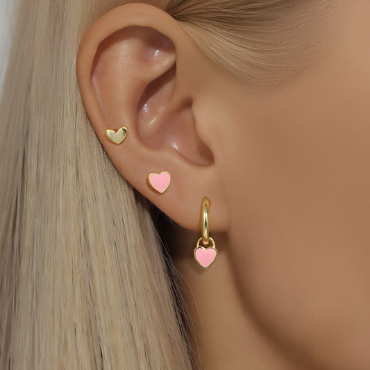 3pcs/set Pinky Heart Earring Set