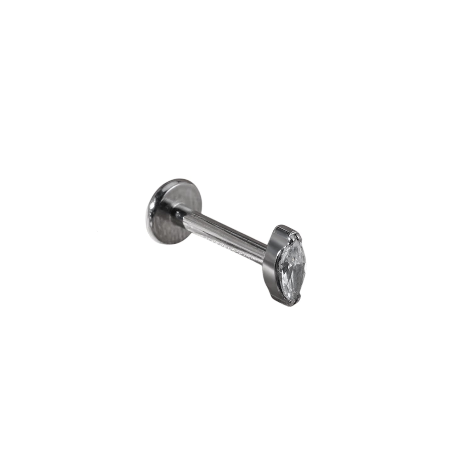 Single Zircon Titanium Flat Screw Ear Piercing