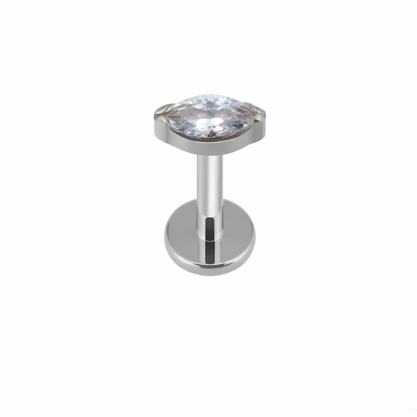 Single Zircon Titanium Flat Screw Ear Piercing