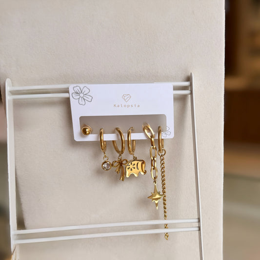6pcs/set Elephant Star Long Chain Earring