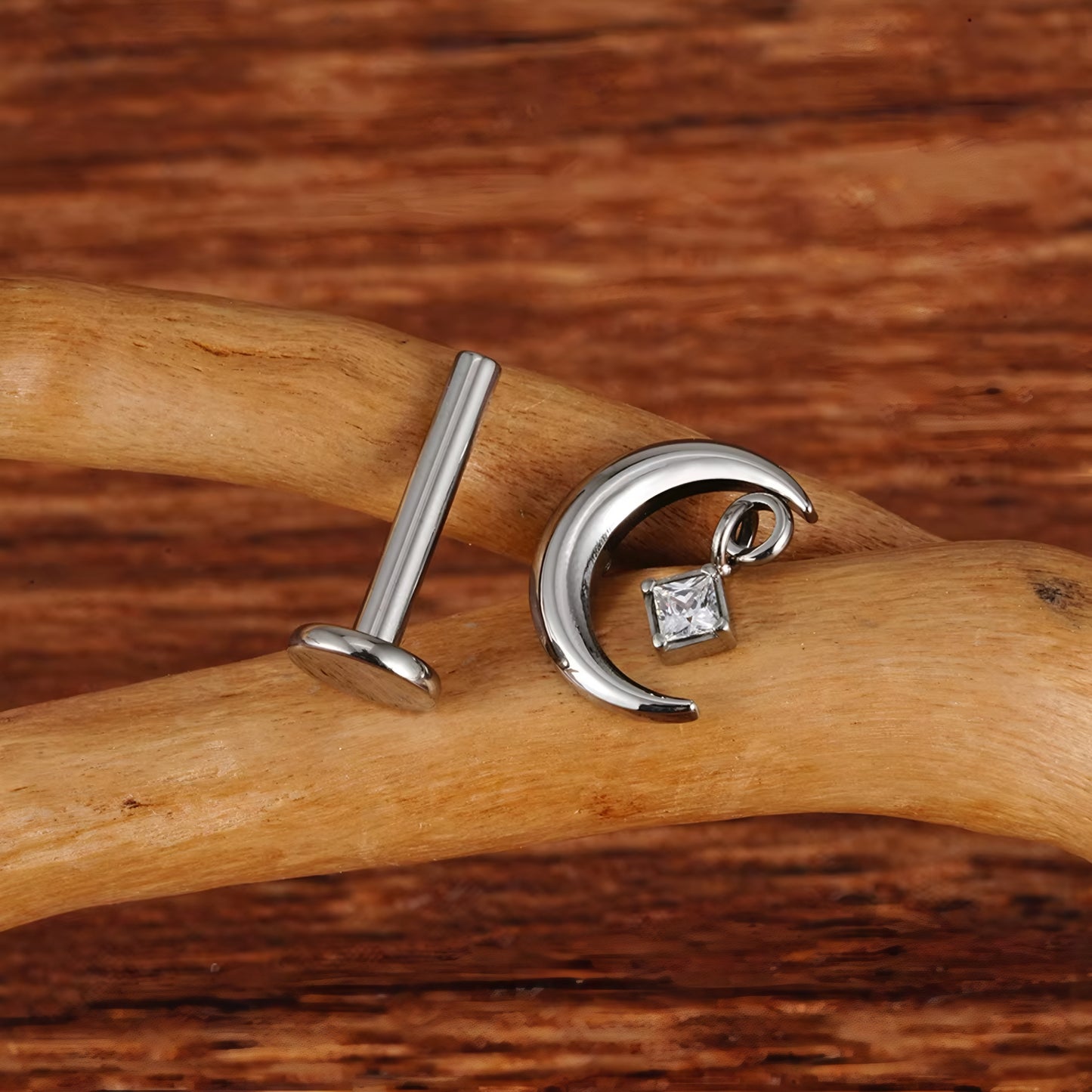 Titanium Crescent Moon Flat Ear Piercing