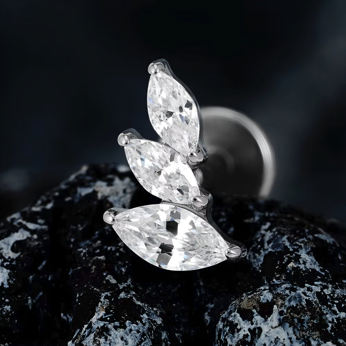 Titanium Cluster Marquise Flat Ear Piercing