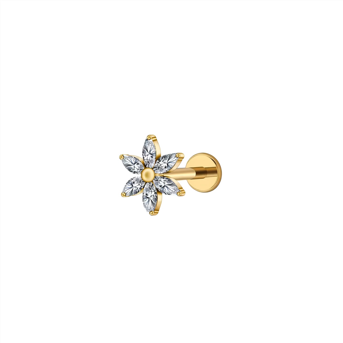Titanium Marquise Flower Flat Ear Piercing