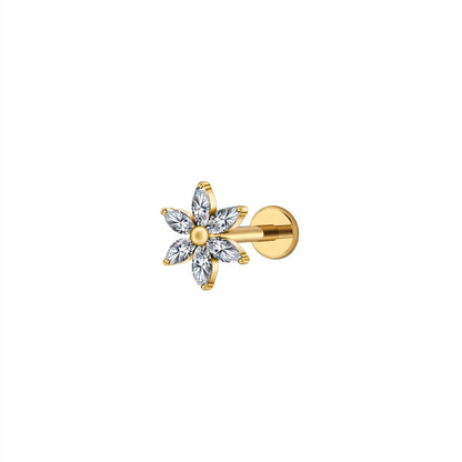 Titanium Marquise Flower Flat Ear Piercing