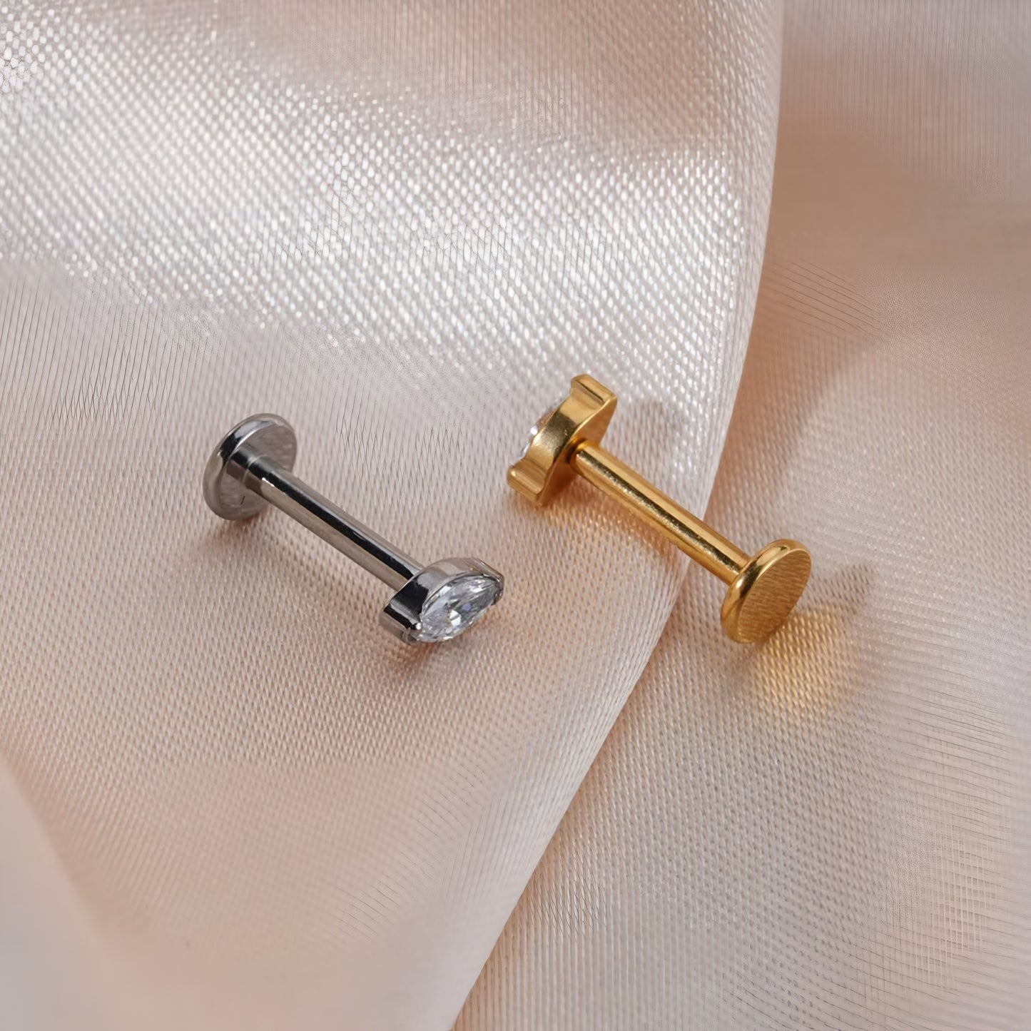 Titanium Single Tiny Marquise Flat Ear Piercing