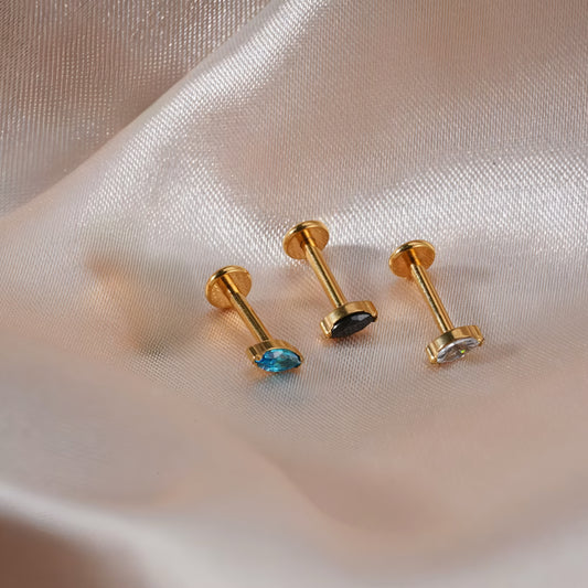 Titanium Single Tiny Marquise Flat Ear Piercing