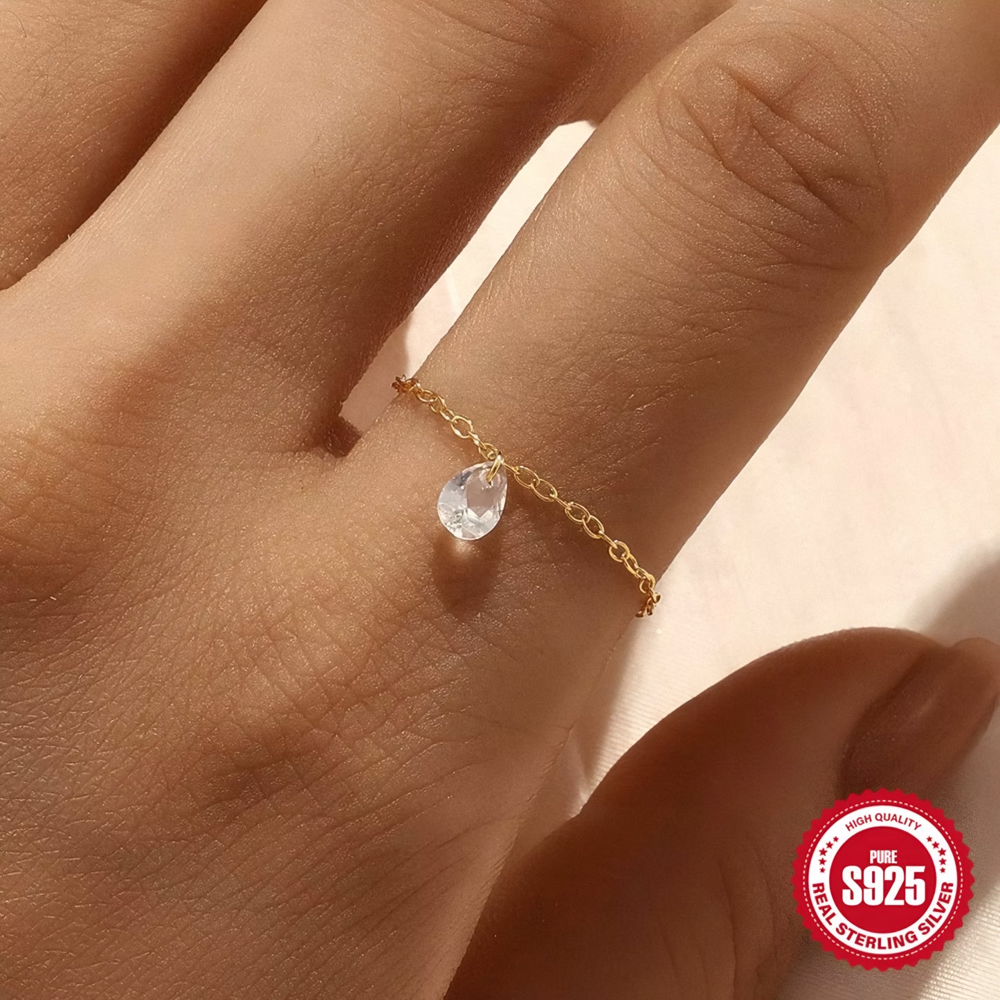 Chain Ring Drop Zircon