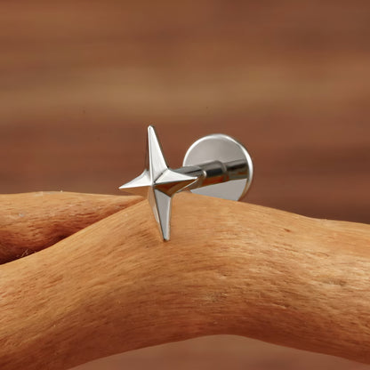 Titanium Four-Pointed Star Flat Ear Piercing