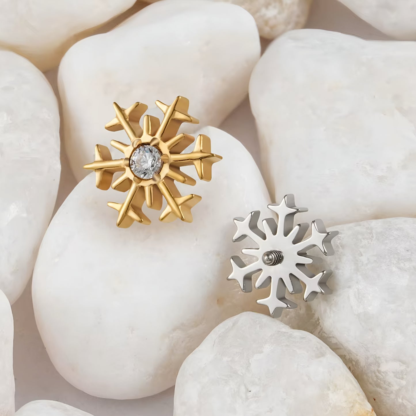 Titanium Snowflake Flower Flat Ear Piercing