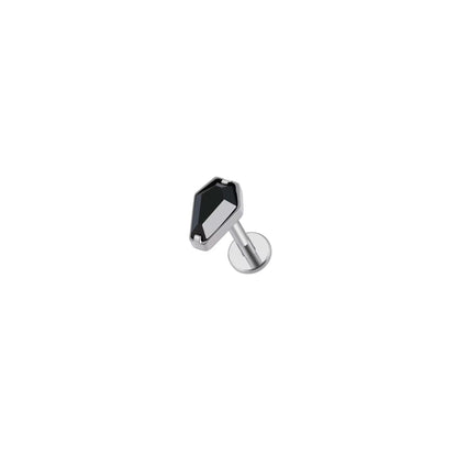 Titanium Coffin Black Zircon Flat Ear Piercing