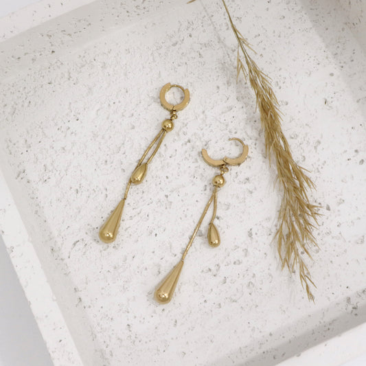Gold Drop Snake Chain Earring Pair