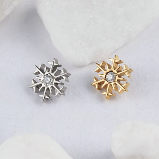 Titanium Snowflake Flower Flat Ear Piercing