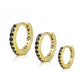 3pcs/Set 3 Black Zircon Hoop Earrings