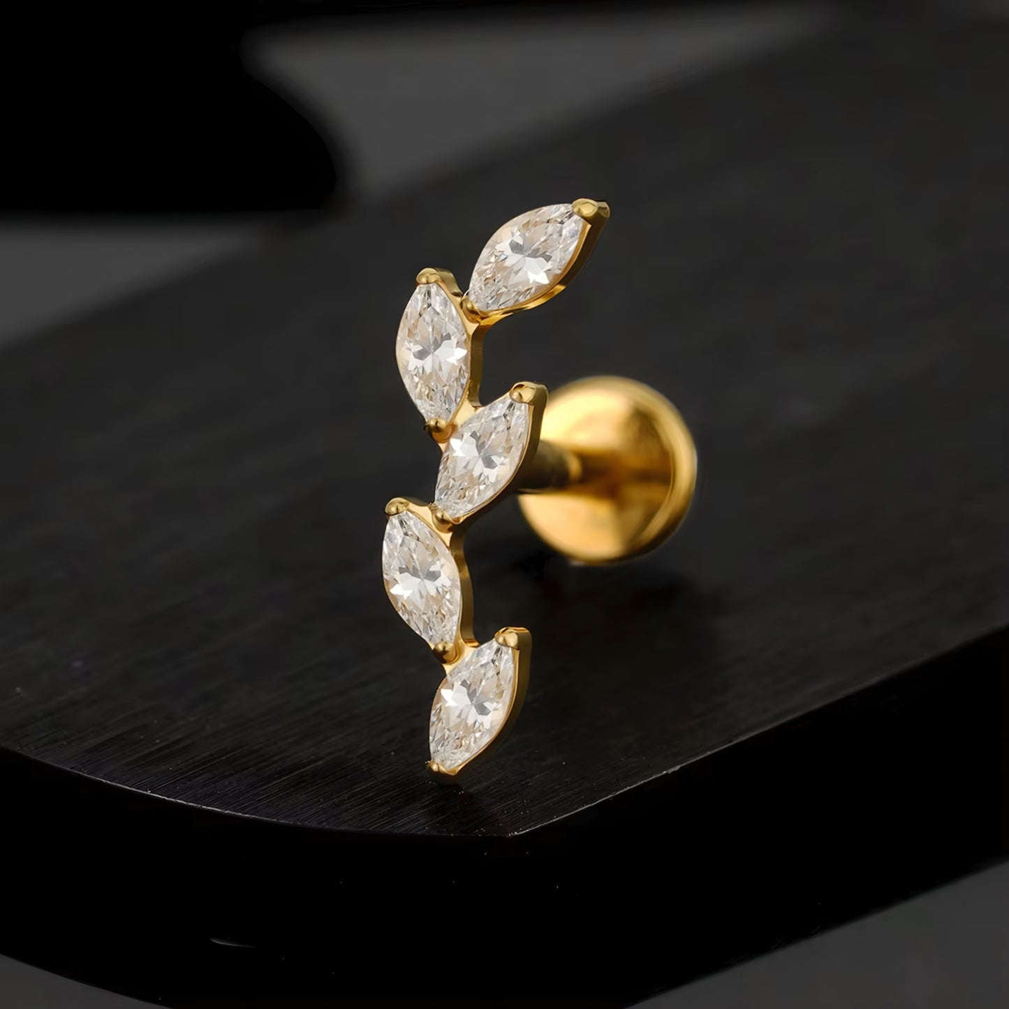 Titanium Five Marquise Climber Flat Ear Piercing