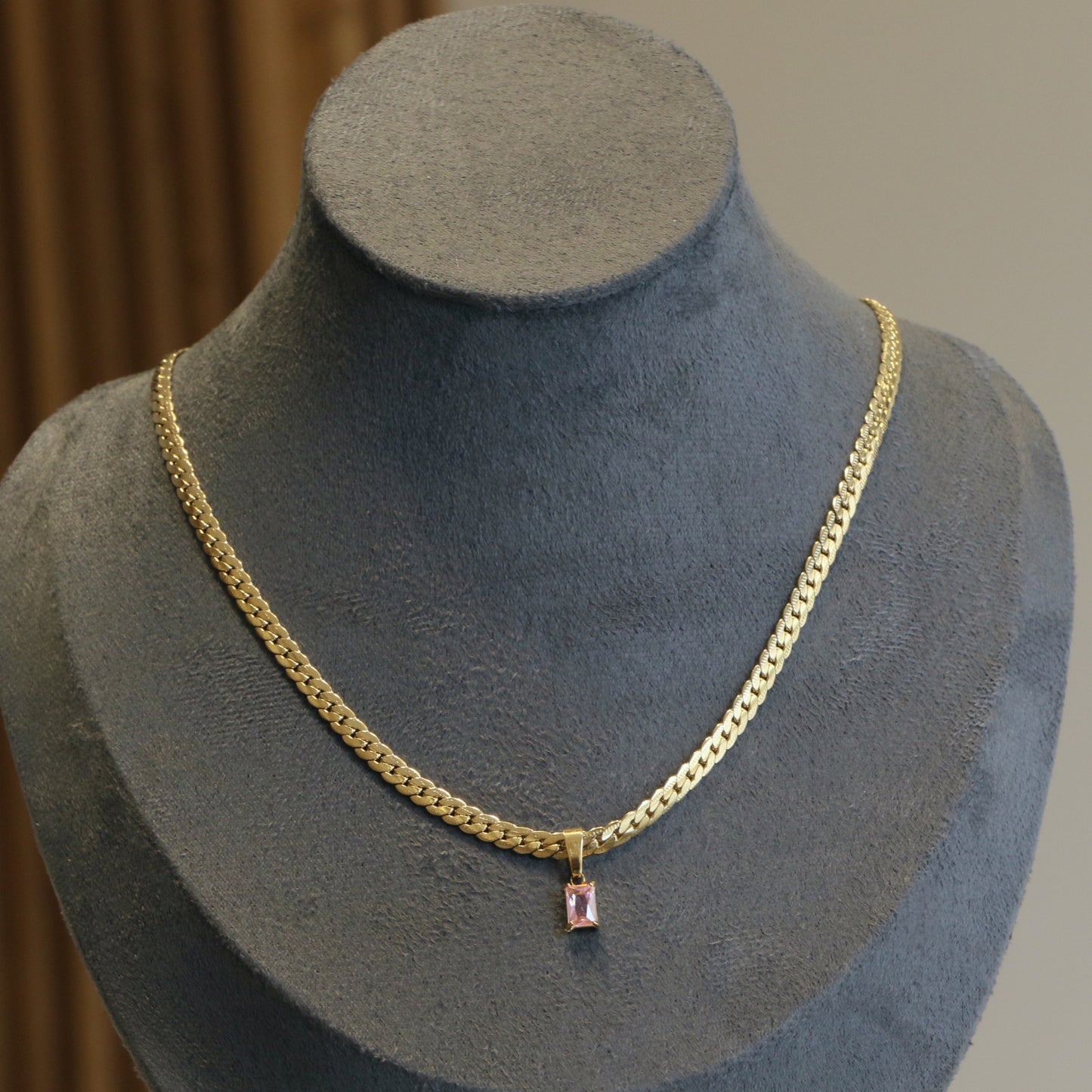 Flat Snake Zircon Pendant Chain