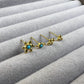4pcs/set Gold Double Turquoise Zircon
