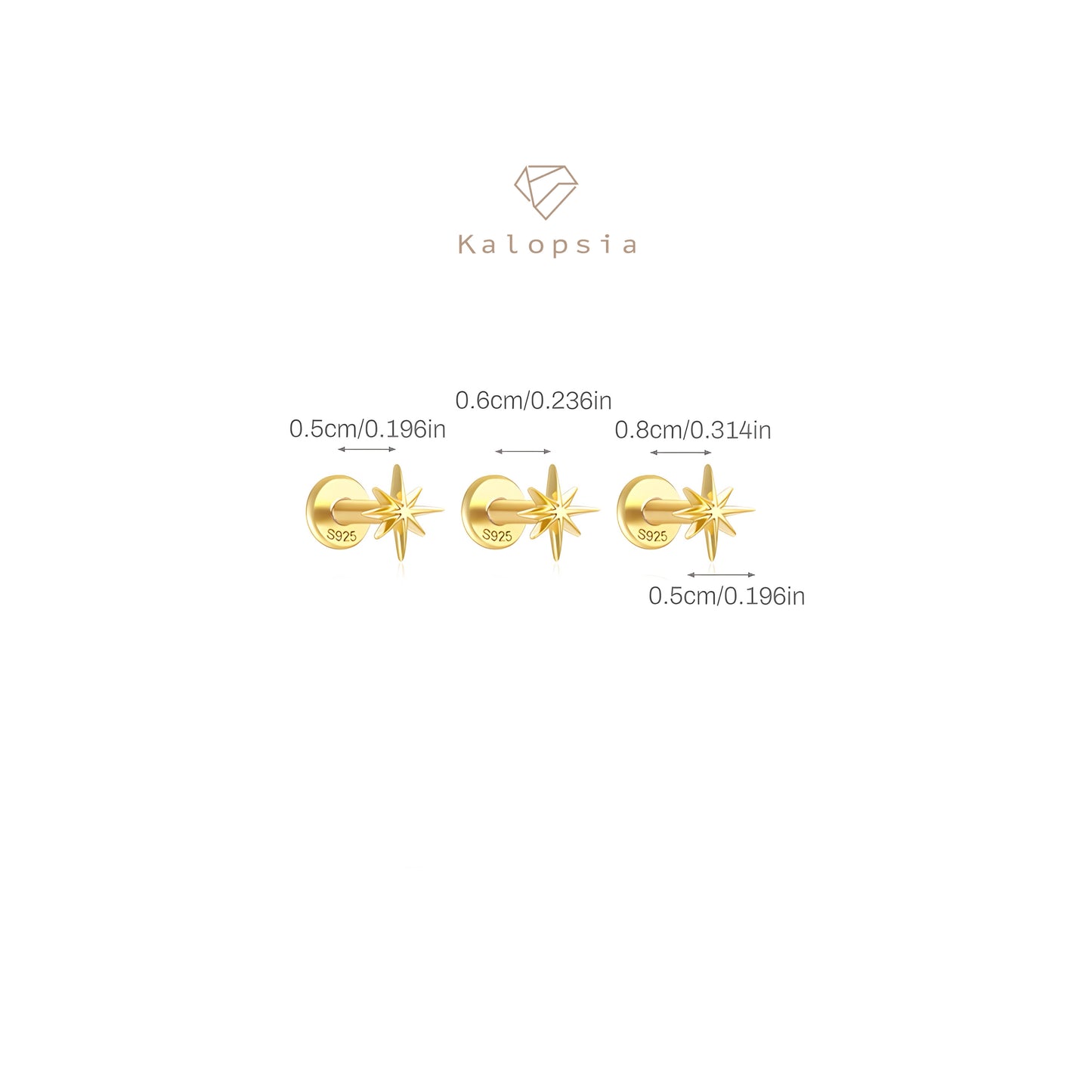 3pcs/set Flat Star Stud Earring