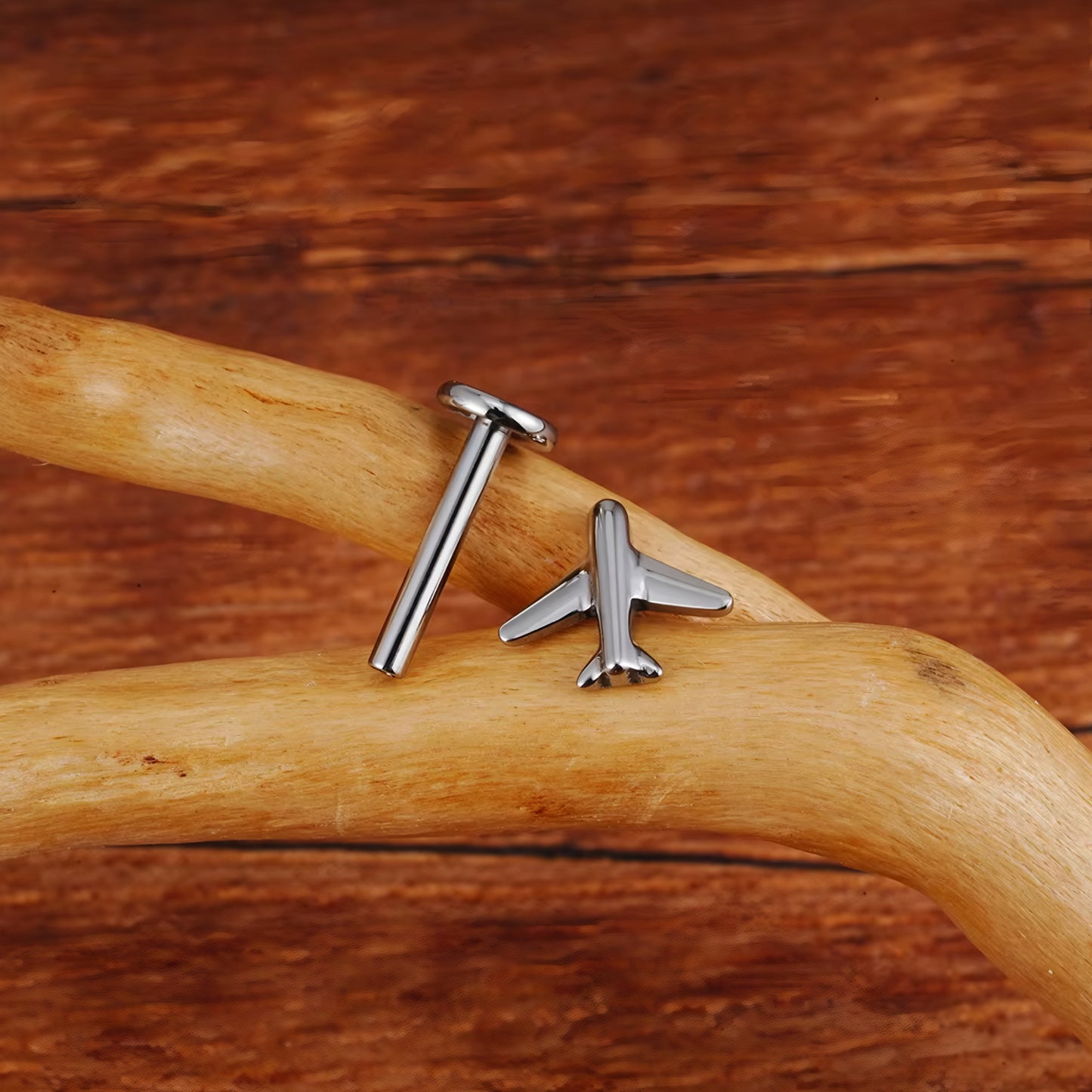 Titanium mini Airplane Flat Ear Piercing