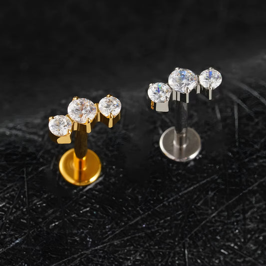 Titanium Triple Cluster Ear Piercing