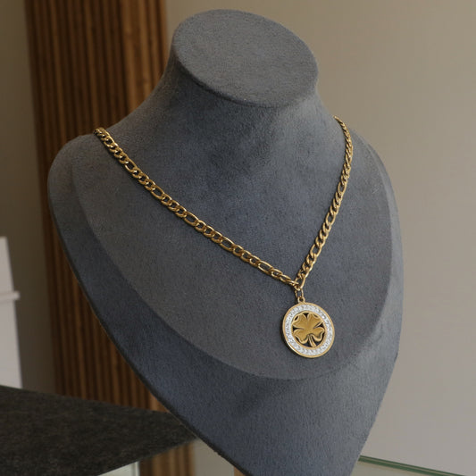 Cuban Chain Lucky Leaf Necklace