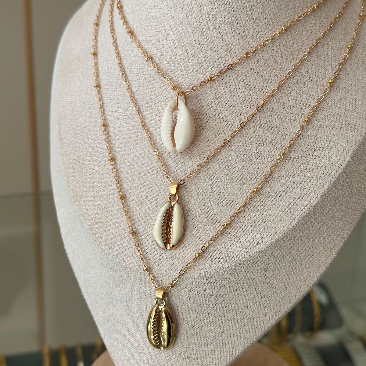 Triple Layer Shell Necklace