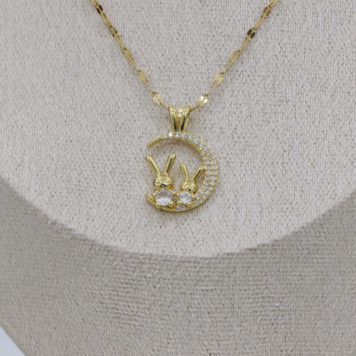 Bunny Pendant Sequin Chain Necklace