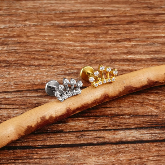 Titanium Queen Crown Flat Ear Piercing