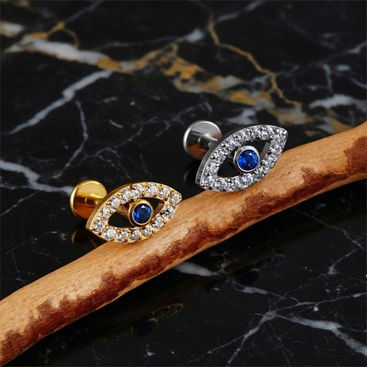 Titanium Evil Eye Flat Ear Piercing