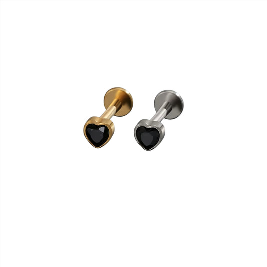Titanium Heart Shape Black Flat Ear Piercing