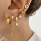 6pcs/set Gold Long Chain, Star Hoop, flower