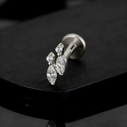 Titanium Double Marquise Flat Ear Piercing