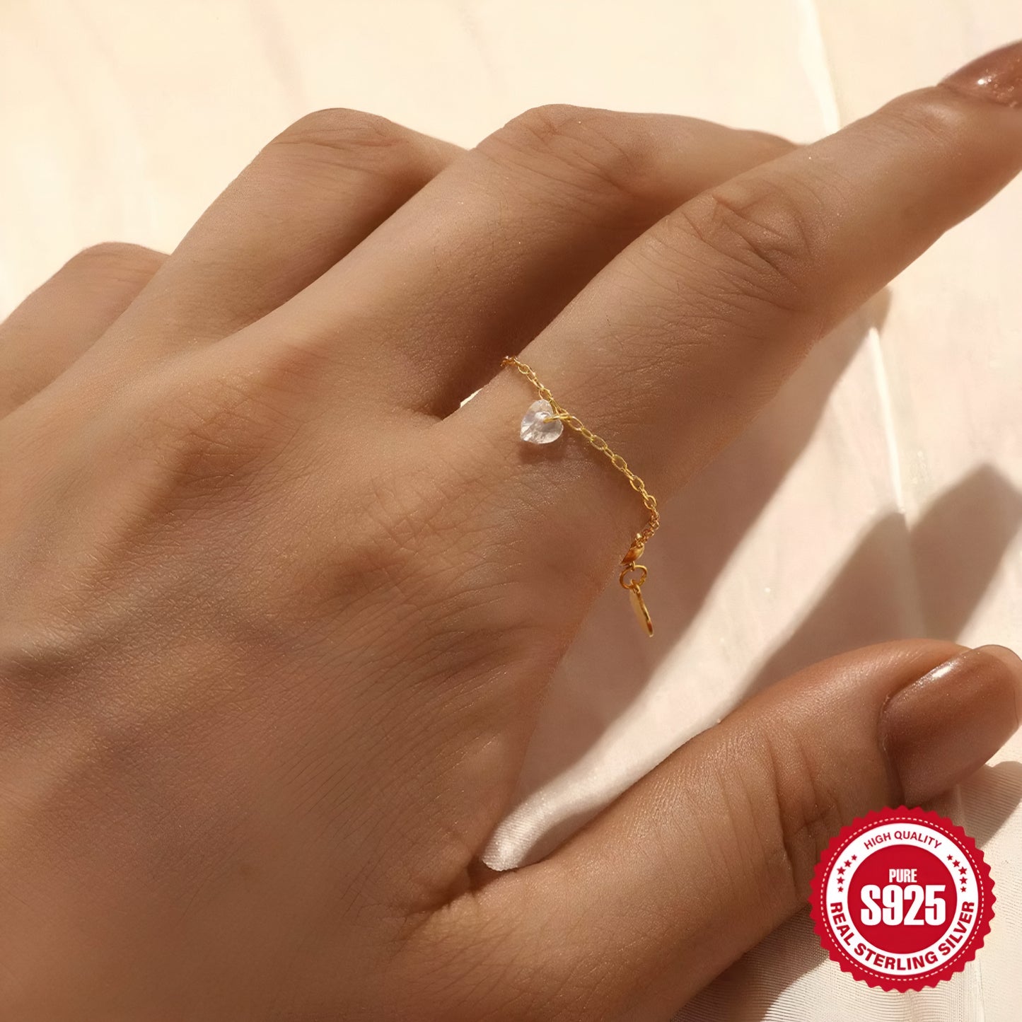 Chain Ring Heart Zircon