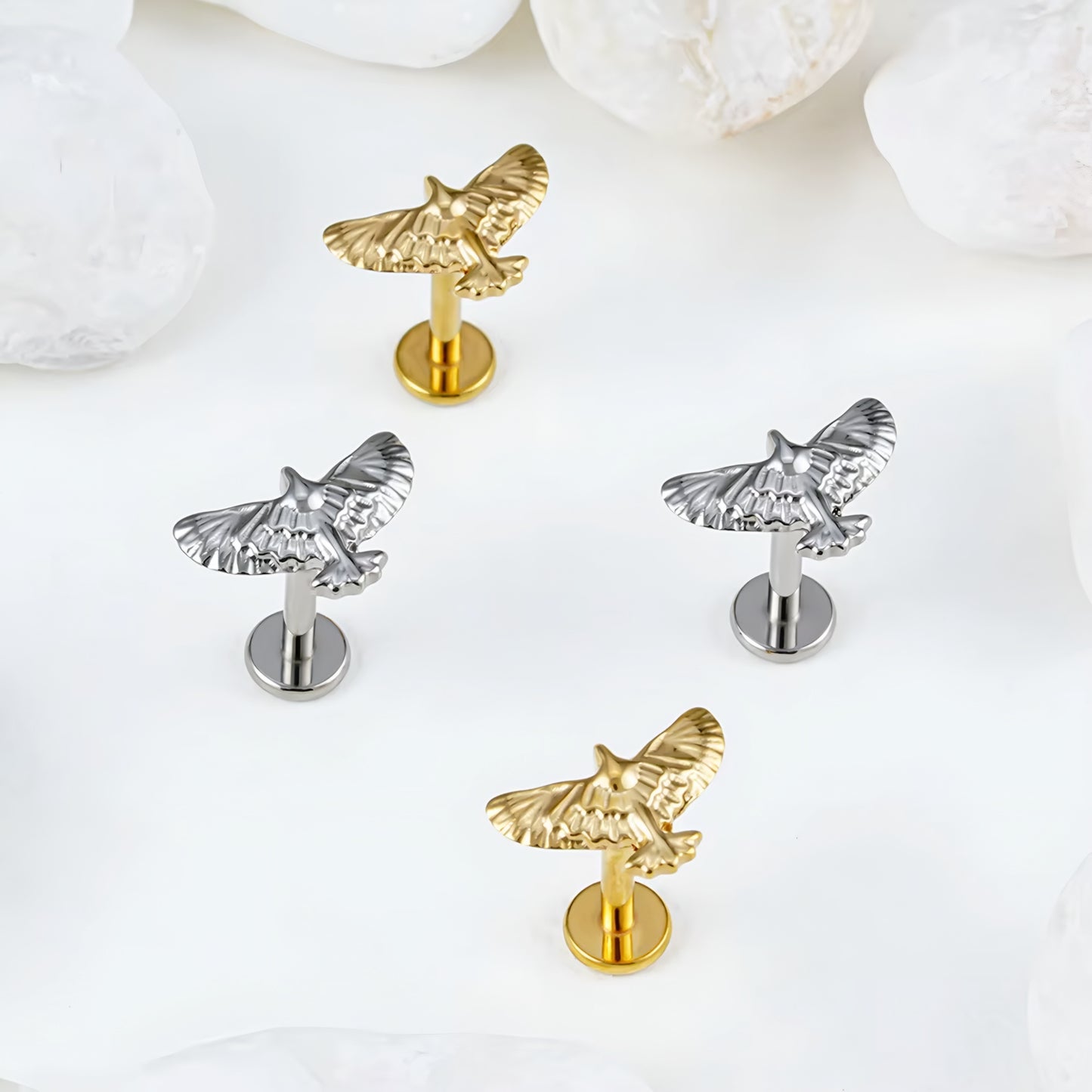 Titanium Flying Bird Flat Ear Piercing