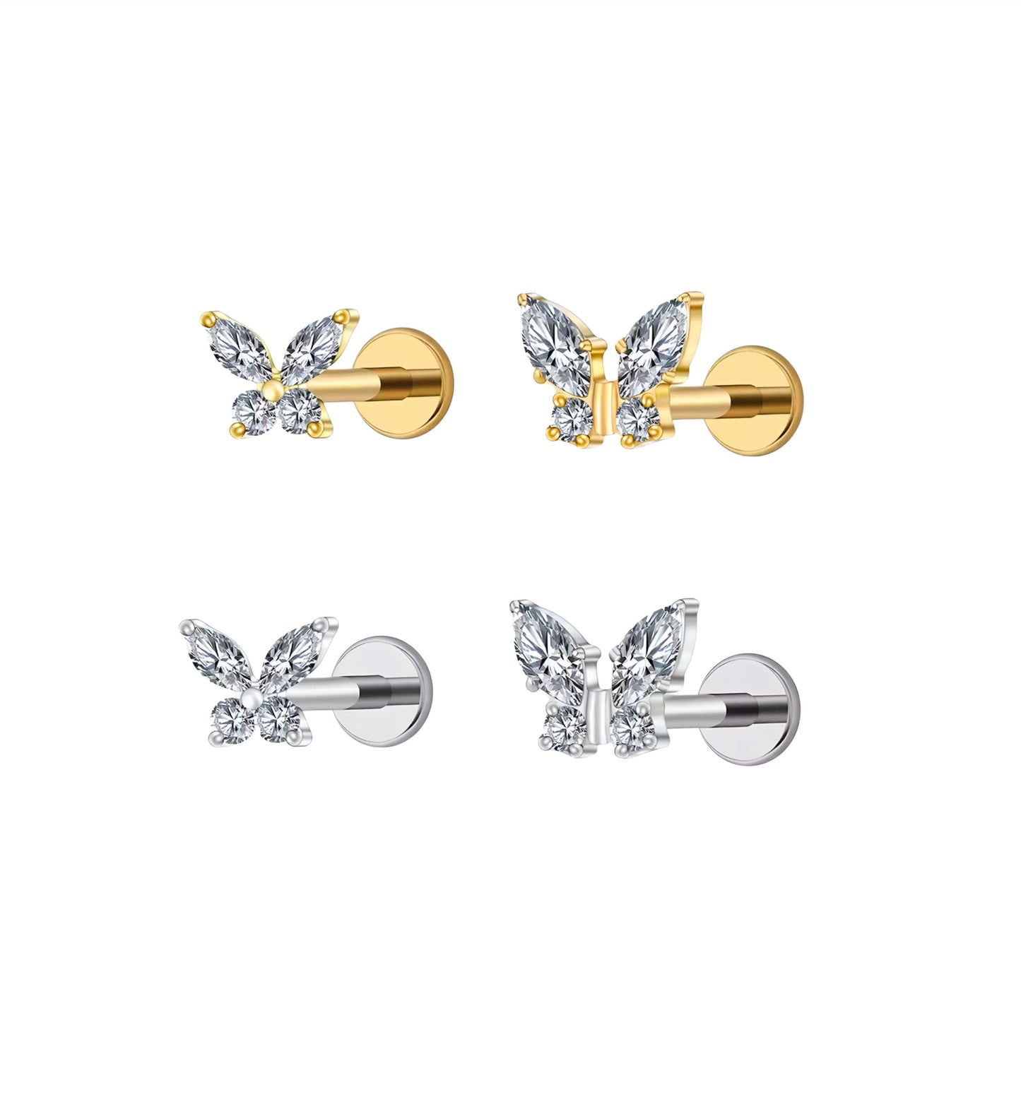 Titanium Mini Butterfly Flat Ear Piercing