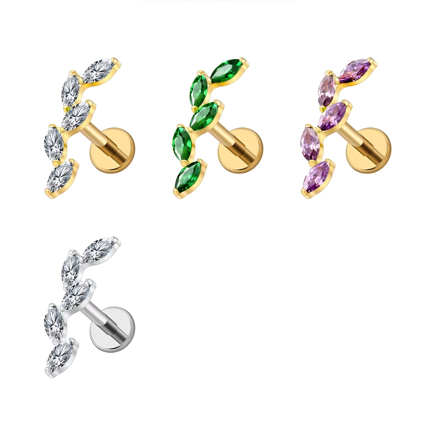 Titanium Five Marquise Climber Flat Ear Piercing