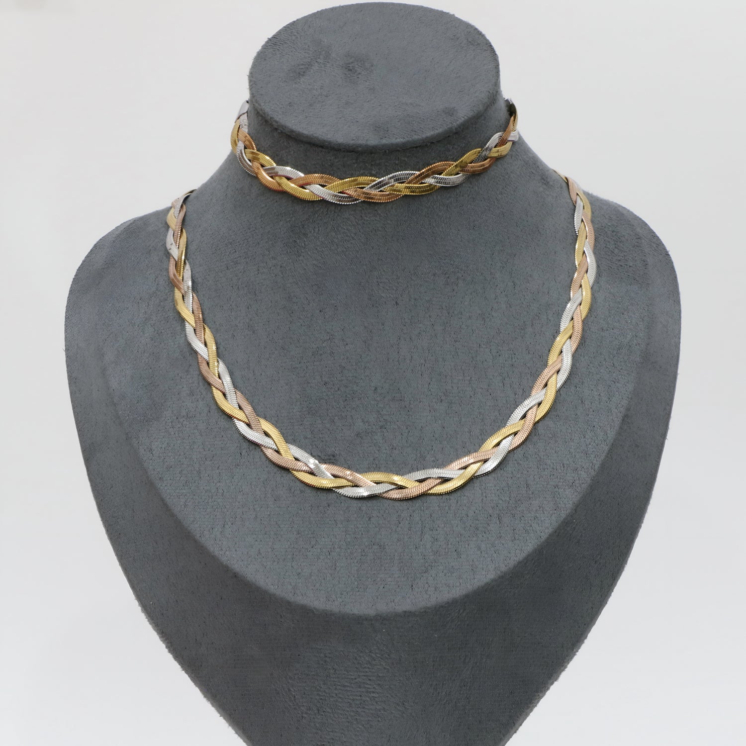 3 Layer Snake Chain Multicolor Necklace & Bracelet Set