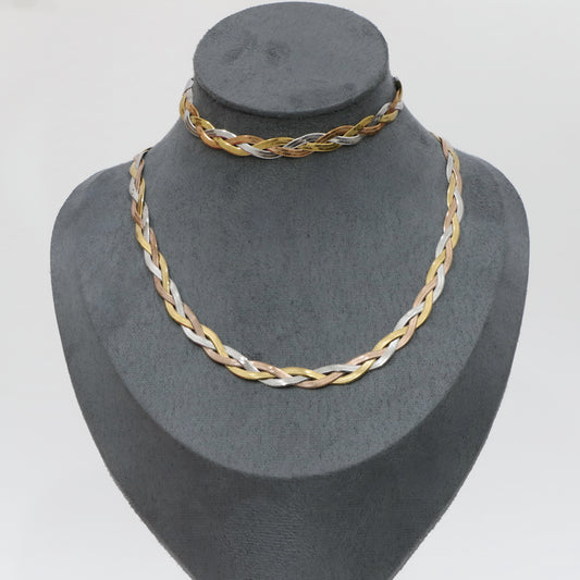 3 Layer Snake Chain Multicolor Necklace & Bracelet Set