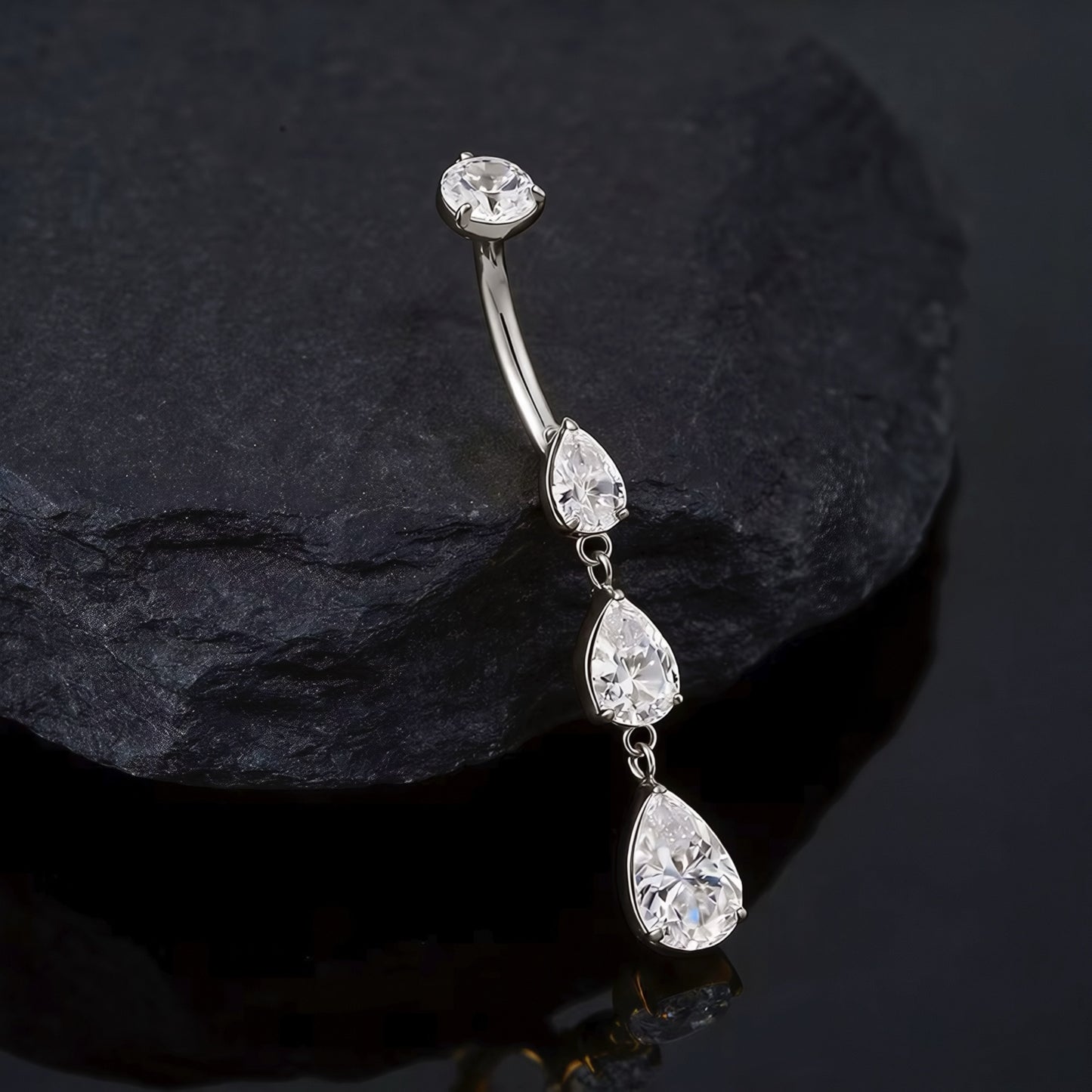 Titanium Triple Teardrop Belly Button Piercing