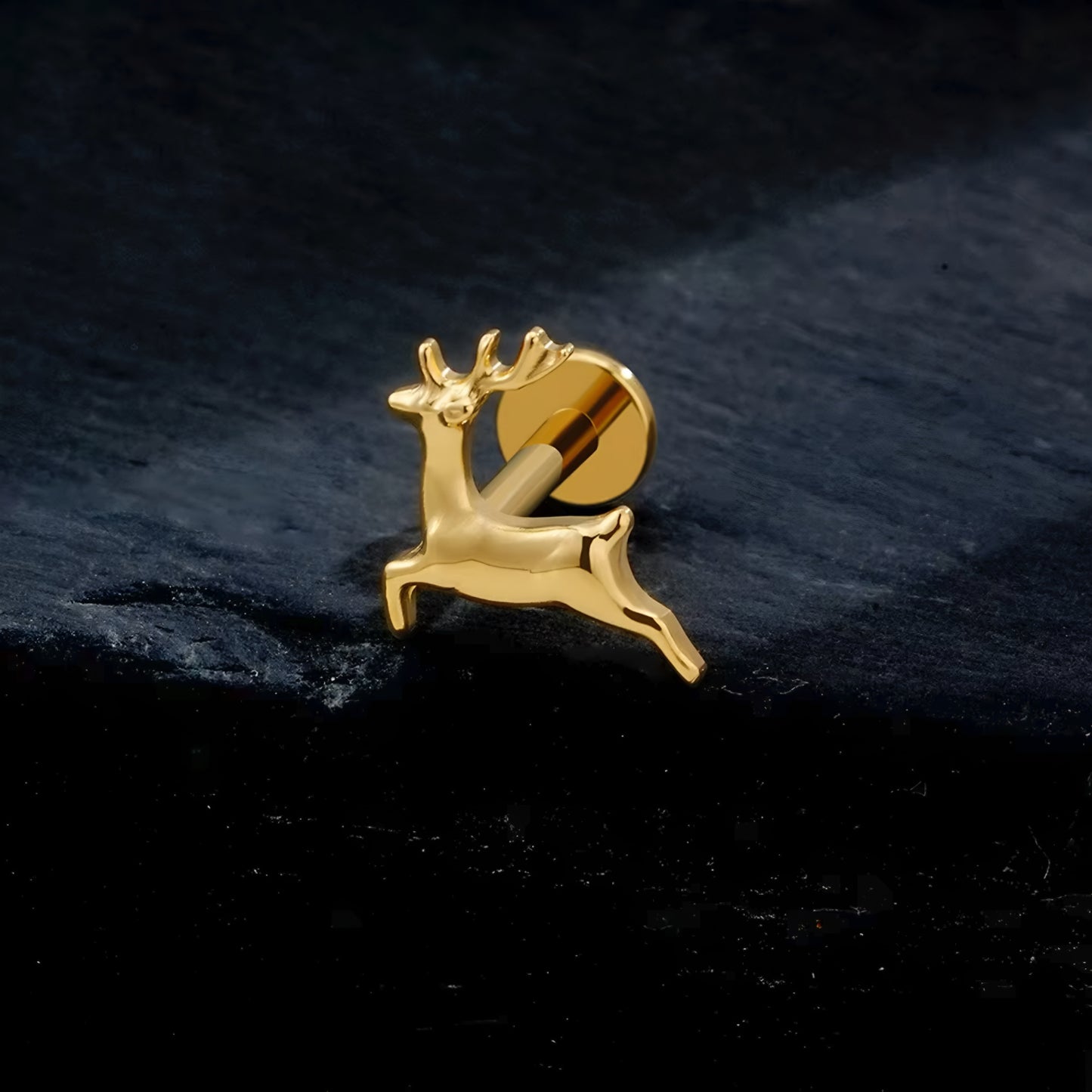 Titanium Tiny Deer Flat Ear Piercing