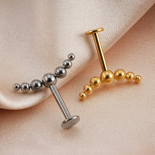 Titanium 7 Beads Cluster Vertical Flat Ear Piercing