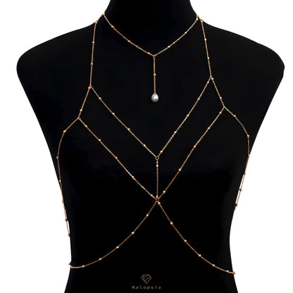 Pearl Beaded Body Chest Waist Chain