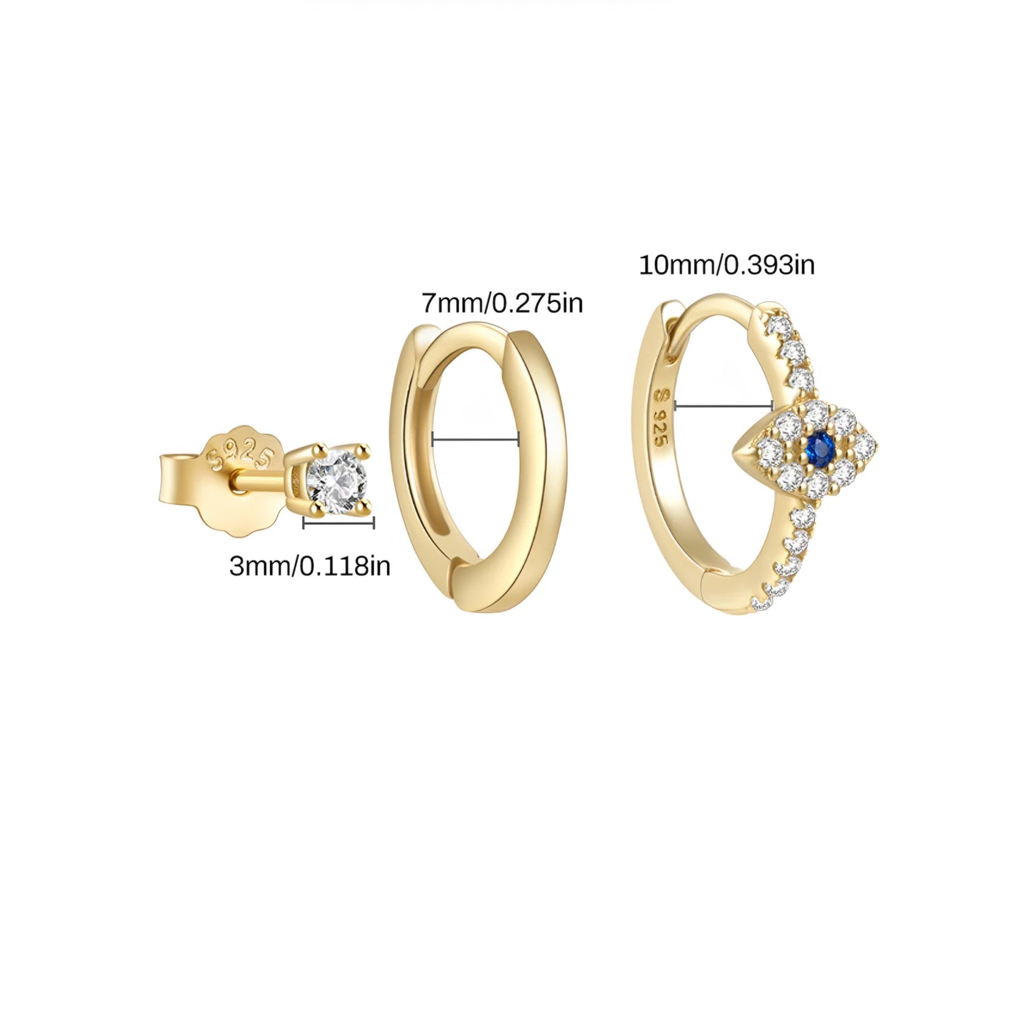 3pcs/set Gold Eye, Hoop and Pin