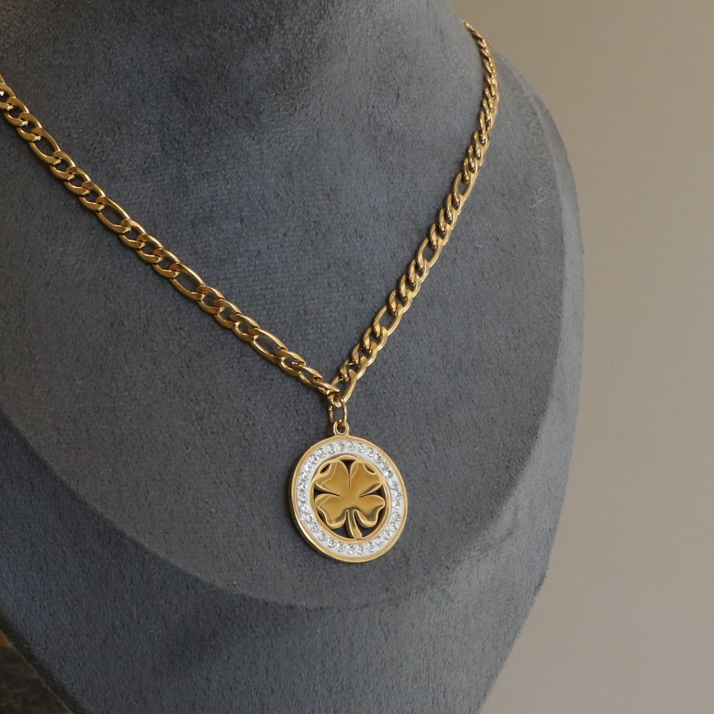 Cuban Chain Lucky Leaf Necklace
