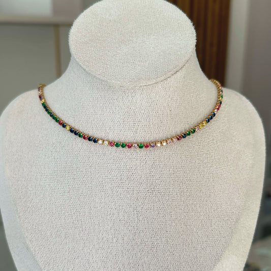 Tennis Rainbow Choker Necklace