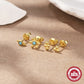 4pcs/set Gold Double Turquoise Zircon