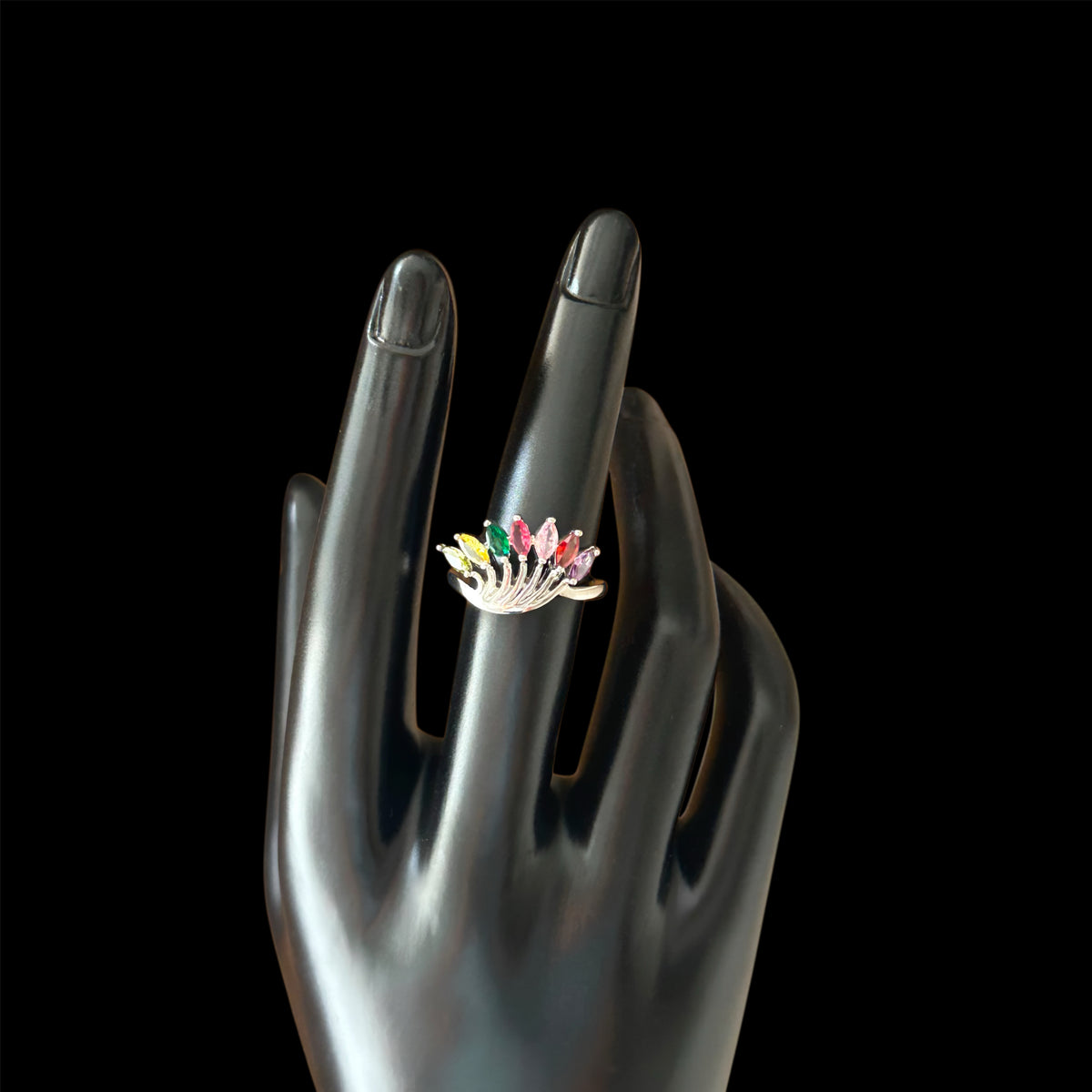 Multicolor Rainbow Leaf Ring