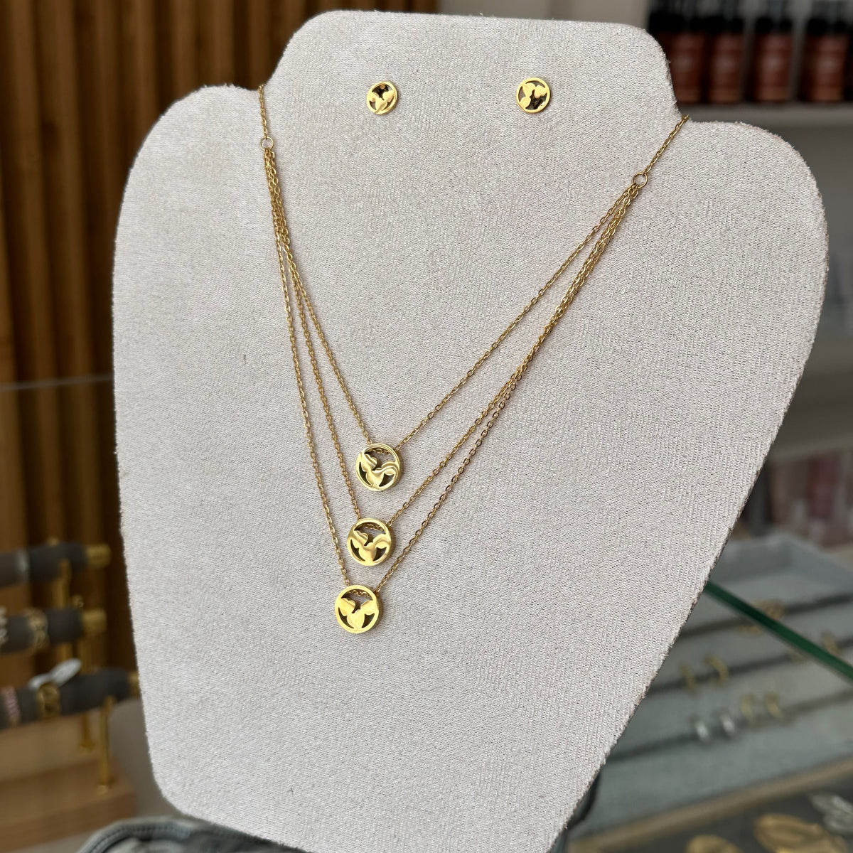 Three Hearts Necklace Earring Set