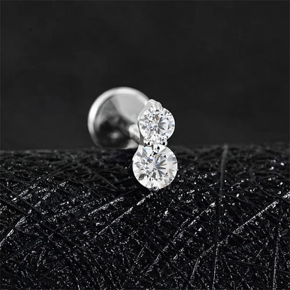 Titanium Tiny Two Stone Flat Ear Piercing