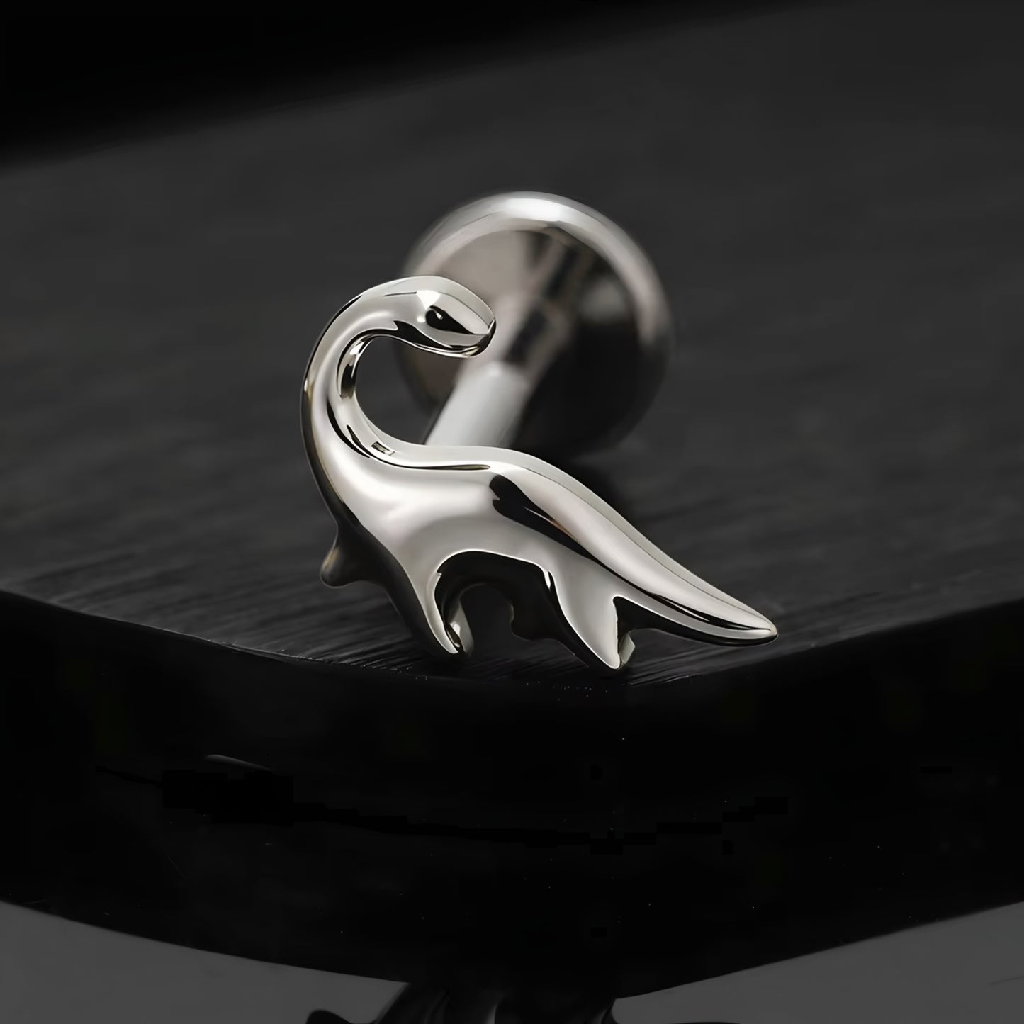 Titanium Dinosaur Flat Ear Piercing