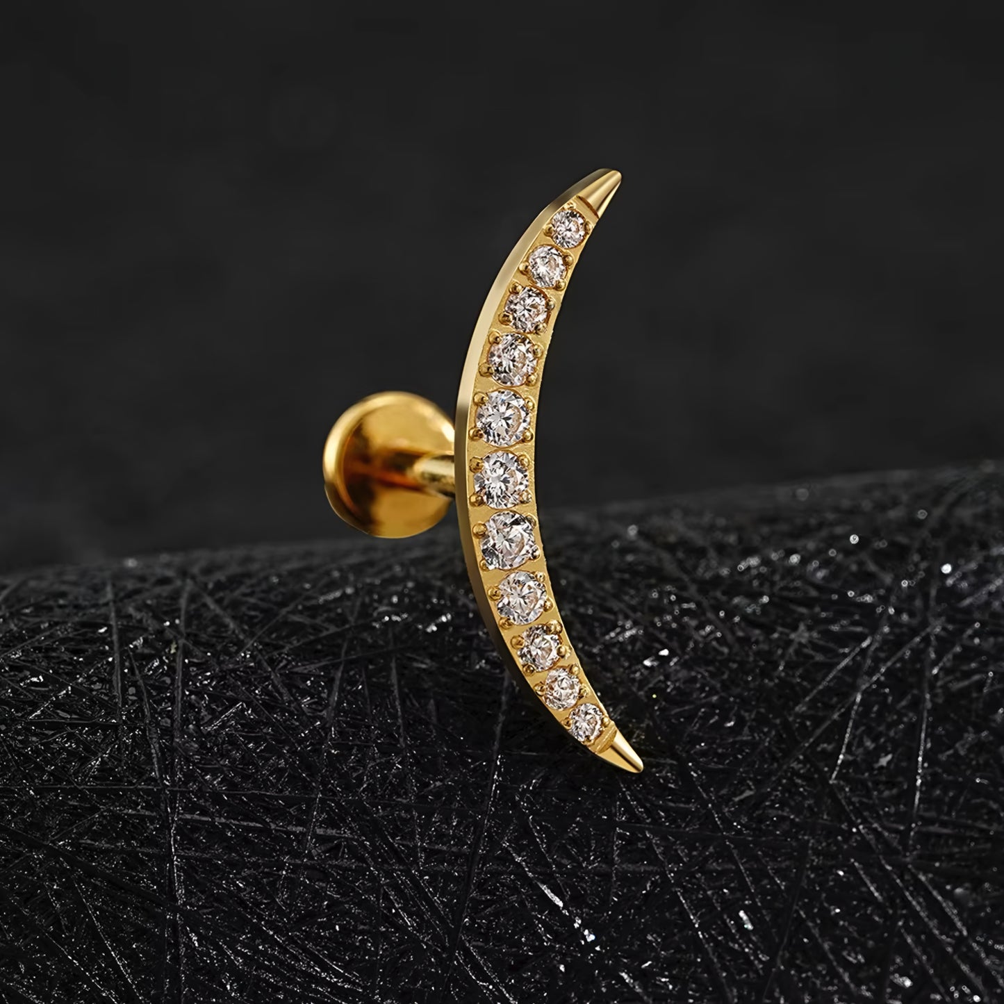 Titanium Long Crescent Moon Flat Ear Piercing
